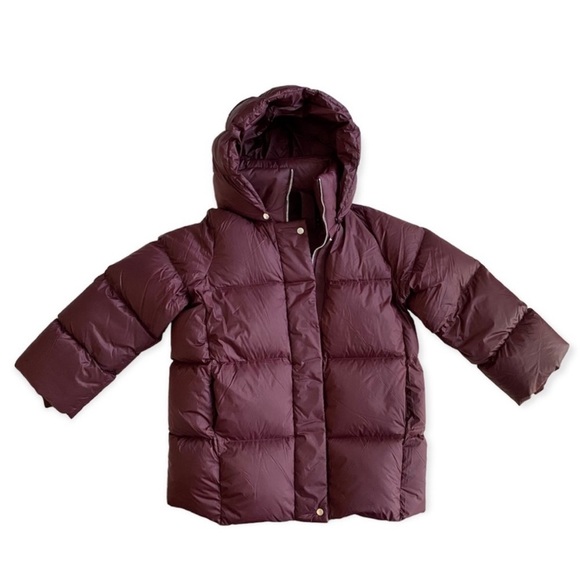 Banana Republic Down Puffer Coat - Burgundy - Lightweight - Oversized - Picture 3 of 10